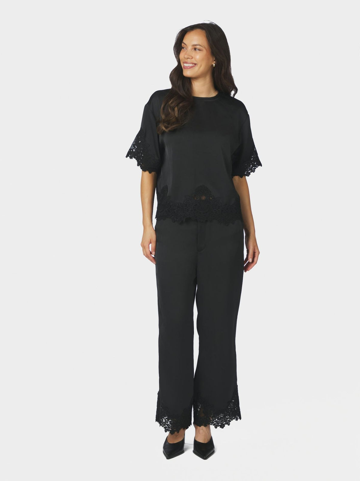Emery Heavy Sateen Lace Pants