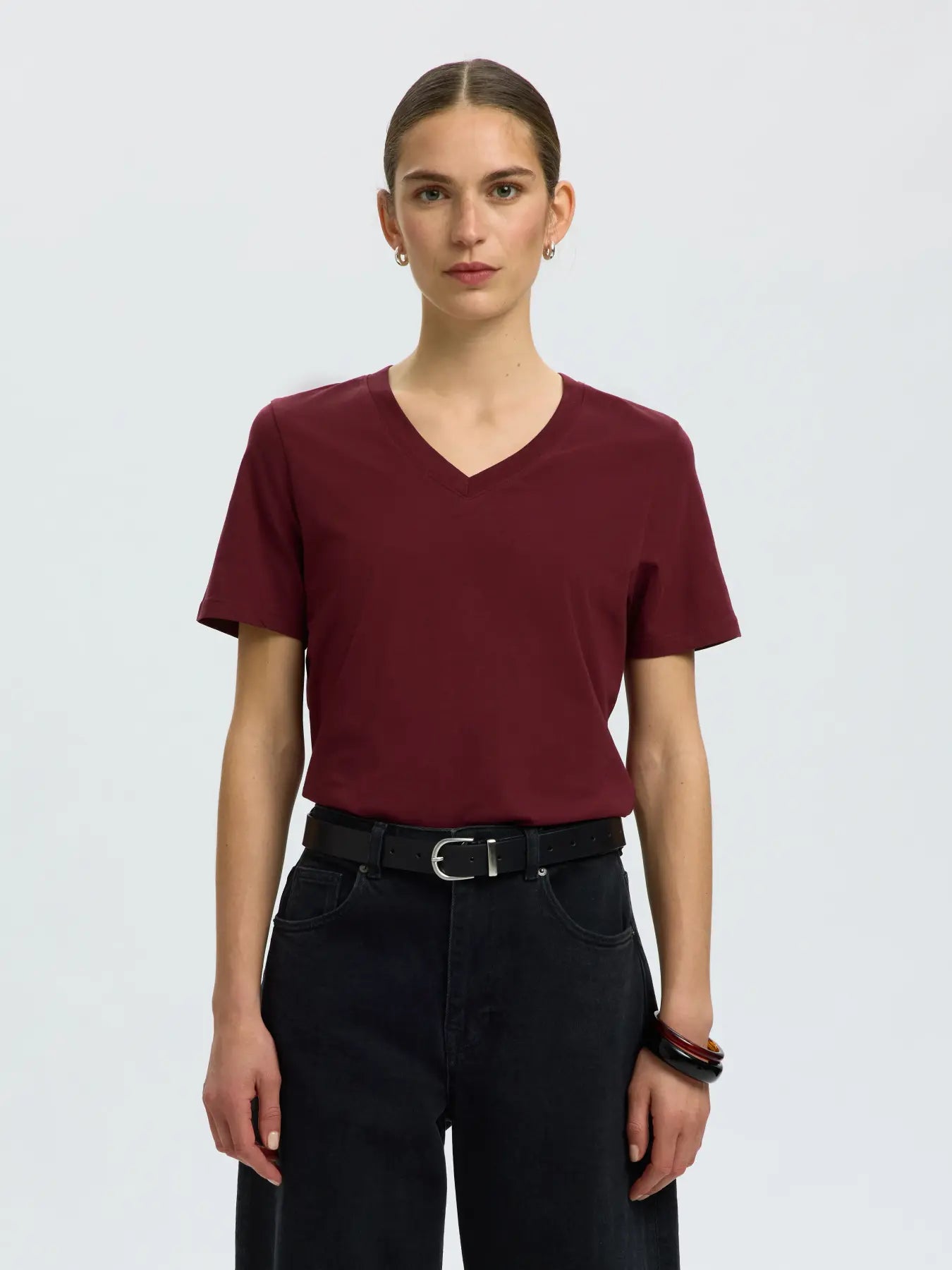 SLWESSENTIAL SS V-NECK TEE