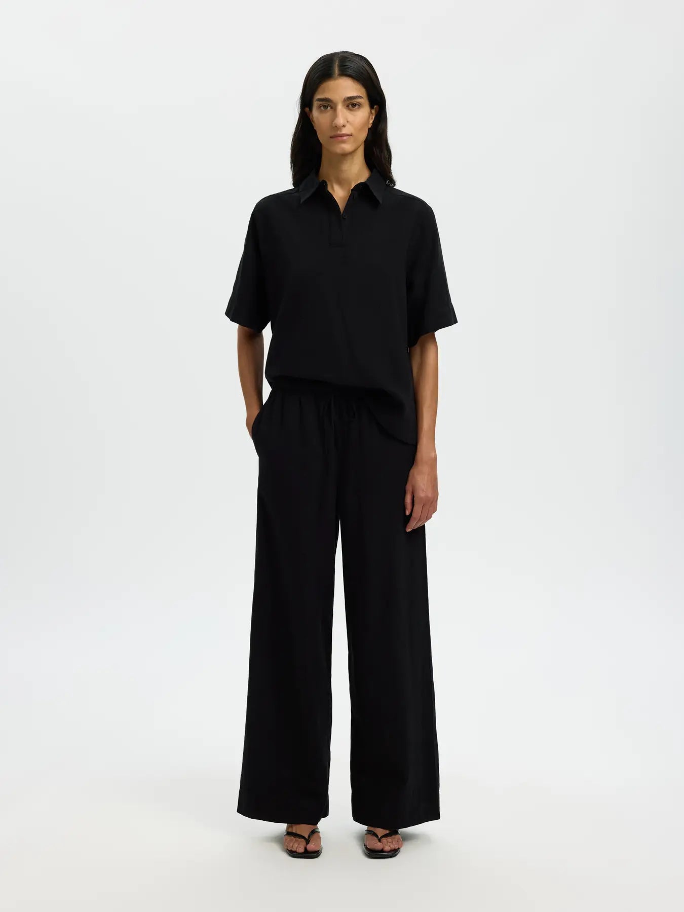 SLWLUISA MW WIDE LINEN BLEND PANT