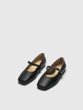 SLFIRIS LEATHER SQUARED BUCKLE BALLERINA