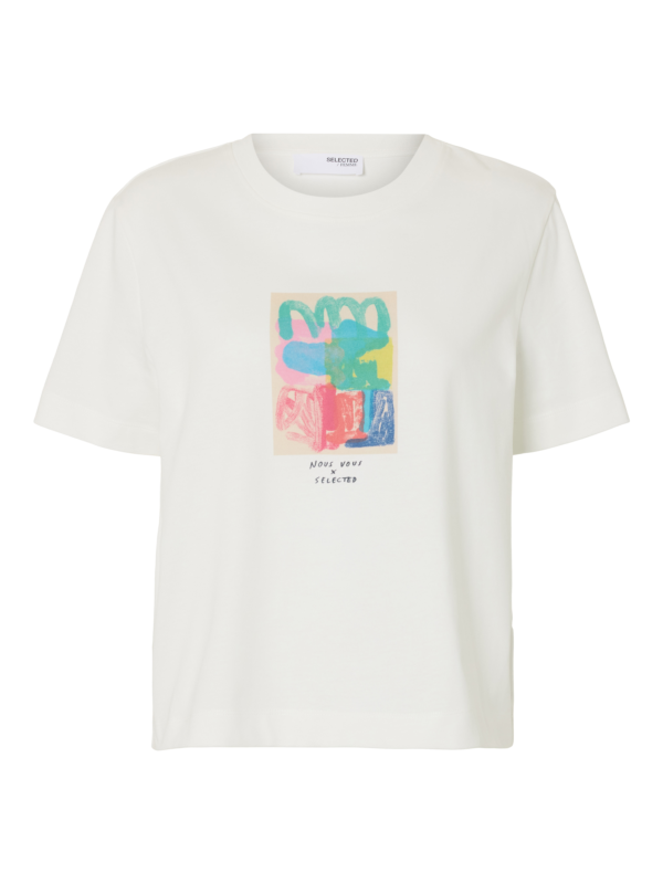 Boxy T-shirt printed tee snow white/multi